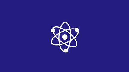 White atom icon on blue dark background,New atom icon