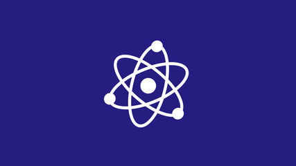 White atom icon on blue dark background,New atom icon