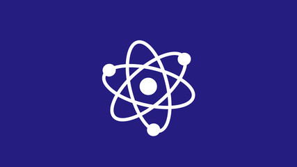 White atom icon on blue dark background,New atom icon