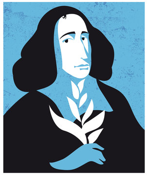 Baruch Spinoza philosopher, vector portrait
