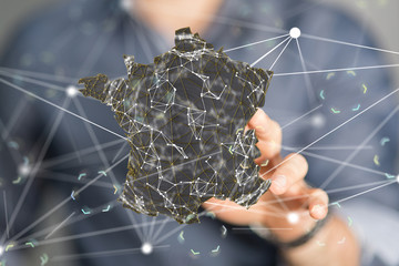 3d Digital France map country illustration