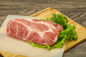 Raw pork meat neck steack