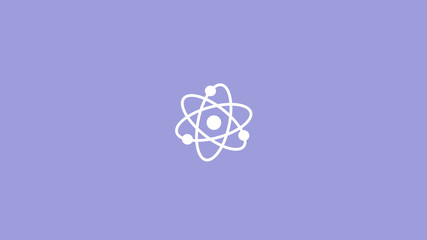 New white atom icon on blue light background,science icon