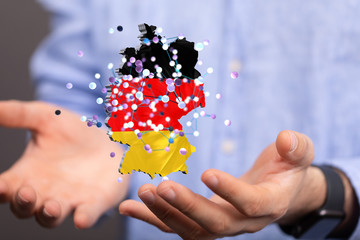 Abstract of germany map network, internet and global connection concept, Wire Frame 3D mesh...