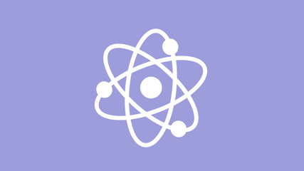 New white atom icon on blue light background,science icon