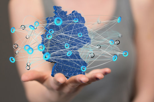 Abstract of germany map network, internet and global connection concept