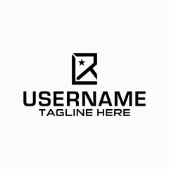 LR monogram logo design with square shape.