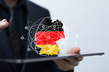 map of Germany. Wire frame 3D mesh