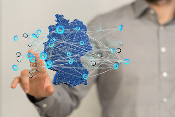 Abstract of germany map network in hand