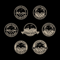 Set the adventure emblem logo design with vintage style.