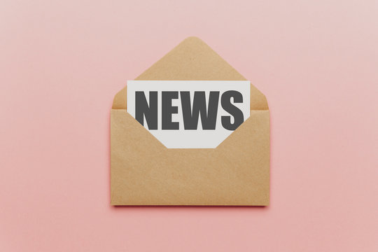 Daily newsletter concept. Email news, message on pink background.