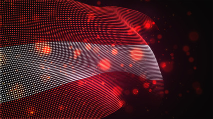 Fototapeta premium Vector bright glowing country flag of abstract dots. Austria