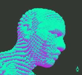 Face recognition. Abstract digital human head. Futuristic background. Vector Illustration for advertising, marketing or presentation. Artificial intelligence concept.