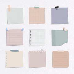 Set of notepaper on textured paper background vector - obrazy, fototapety, plakaty