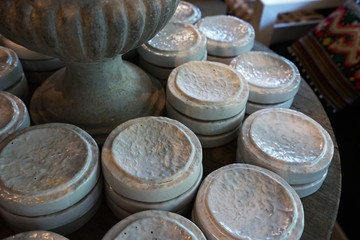Stacks of ceramic porcelain container