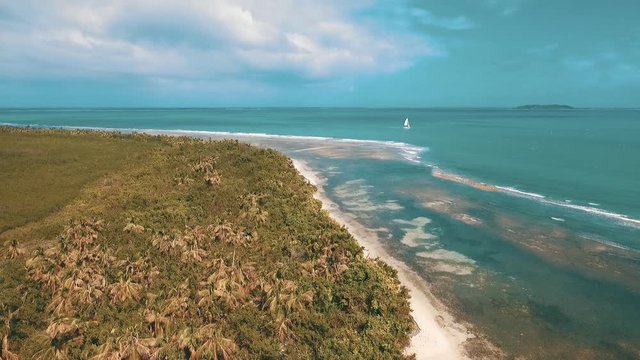 Drone shot of the open sea in Fajardo, Puerto Rico