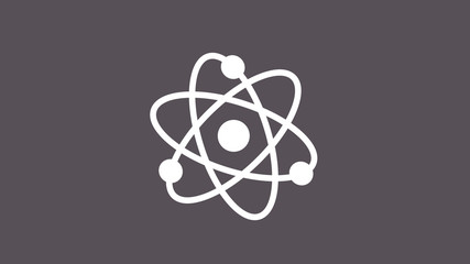New white atom icon on gray background,science icons
