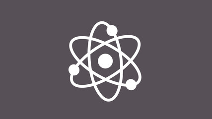 New white atom icon on gray background,science icons