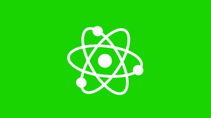 Amazing white atom icon on green background,New atom icon