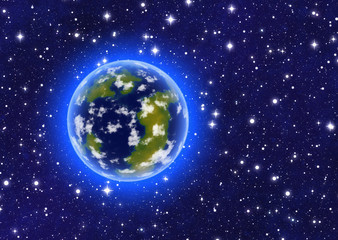 earth planet with nebula lights. cosmos sky backgrounds