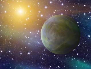 earth planet with nebula lights. cosmos sky backgrounds