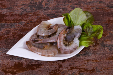 Raw king prawns ready for cooking