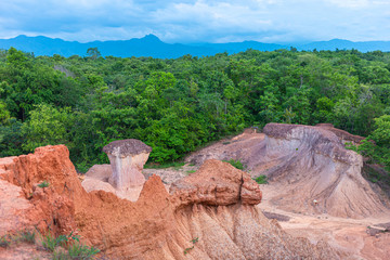 Sandstone that has been naturally eroded makes various shapes, Phrae Province, Thailand, Geology