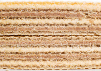 Chocolate waffles for dessert, closeup, background, texture, copy space