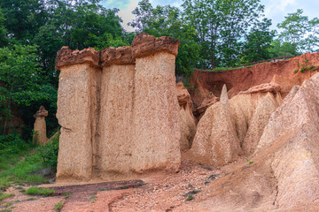 Sandstone that has been naturally eroded makes various shapes, Phrae Province, Thailand, Geology