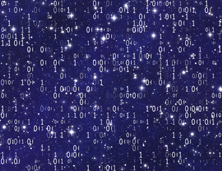 codes of numbers on space background