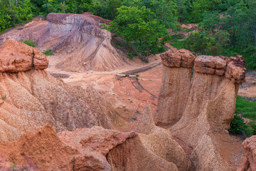 Sandstone that has been naturally eroded makes various shapes, Phrae Province, Thailand, Geology
