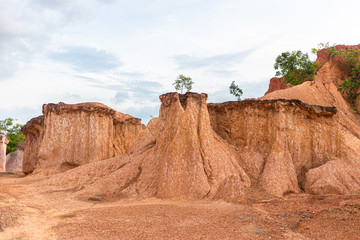 Sandstone that has been naturally eroded makes various shapes, Phrae Province, Thailand, Geology