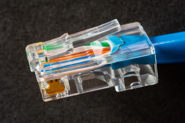 Network cable on black background.