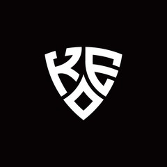 KE monogram logo with modern shield style design template