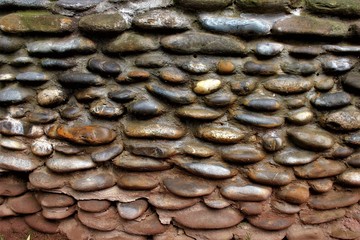 Wall made of flat stones. Russia.