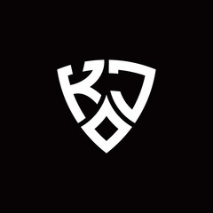 KJ monogram logo with modern shield style design template