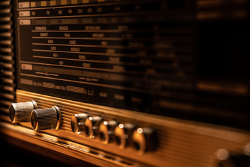 Vintage old radio in brown.