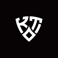 KT monogram logo with modern shield style design template