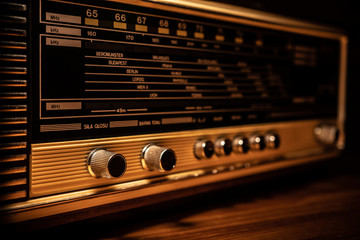 Vintage old radio in brown.