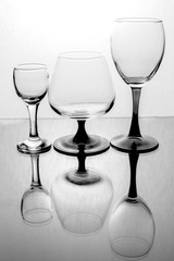 Reflection of glass glasses in glass