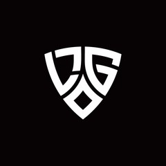 LG monogram logo with modern shield style design template