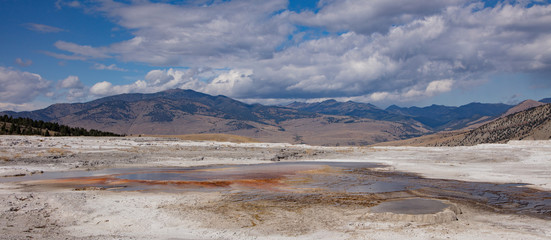 Yellowstone pools with ashes 