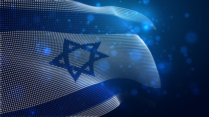 Vector bright glowing country flag of abstract dots. Israel