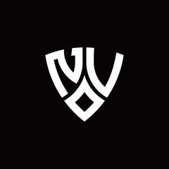 NV monogram logo with modern shield style design template