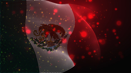 Vector bright glowing country flag of abstract dots.  Mexico