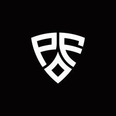 PF monogram logo with modern shield style design template