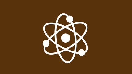 White atom icon on orange dark background,New atom icon,technology