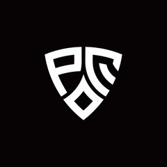 PQ monogram logo with modern shield style design template