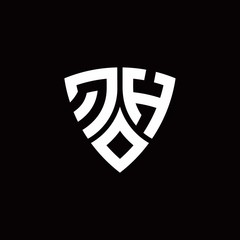 QH monogram logo with modern shield style design template