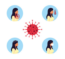 Woman with Covid 19 virus symptoms vector design